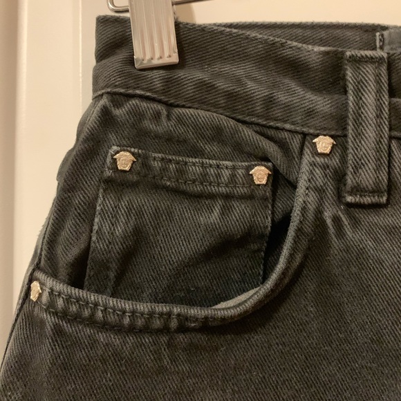 Versace High Waist Straight Leg Black Denim Jeans - Picture 3 of 15